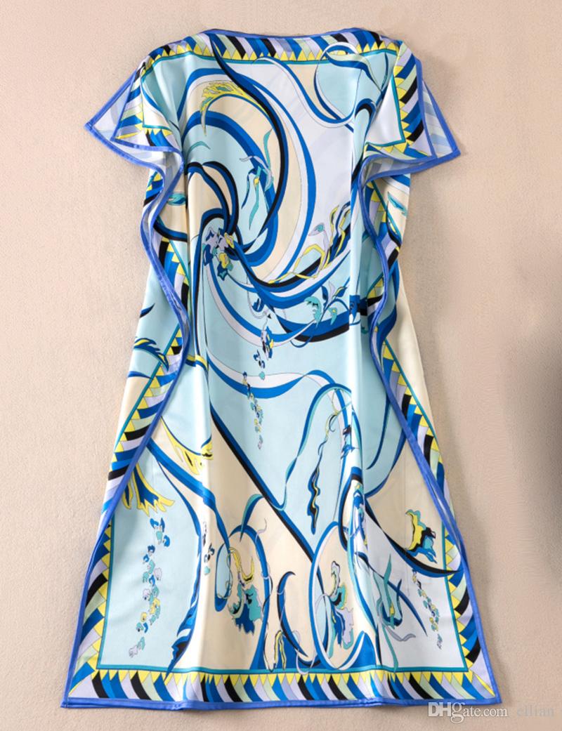 Fashion Print Women Pencile Dress Half Sleeve Loosen Dresses 005K840