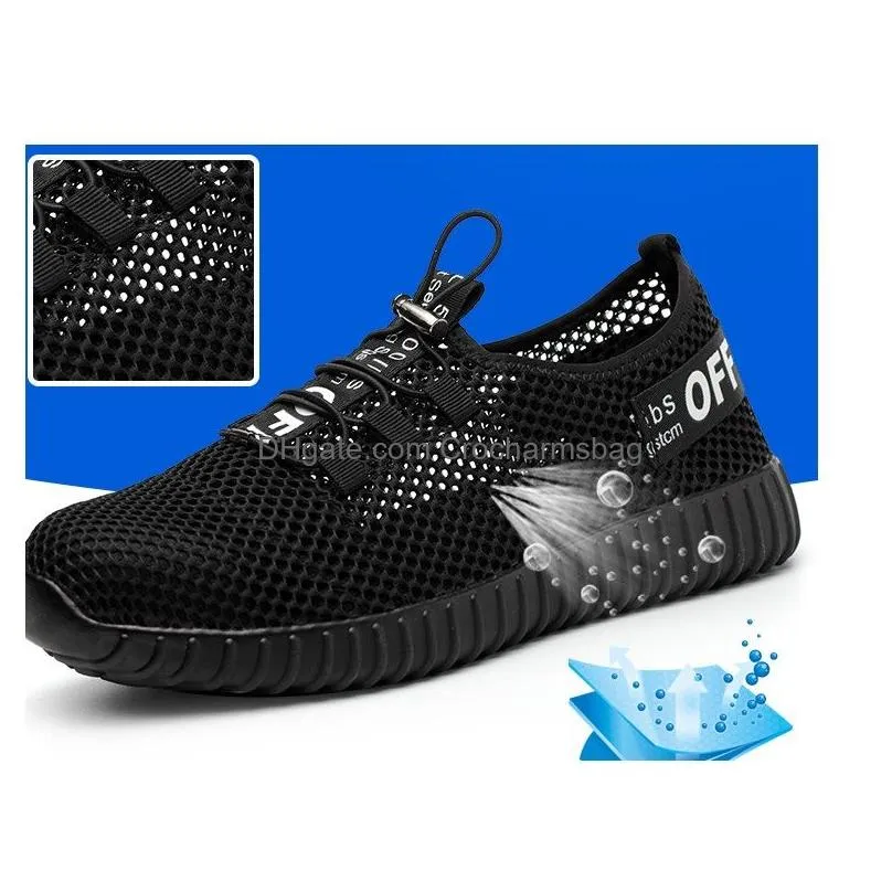 new women men work safety shoes breathable flying woven antismashing steel toe caps antipiercing fiber mens work shoes