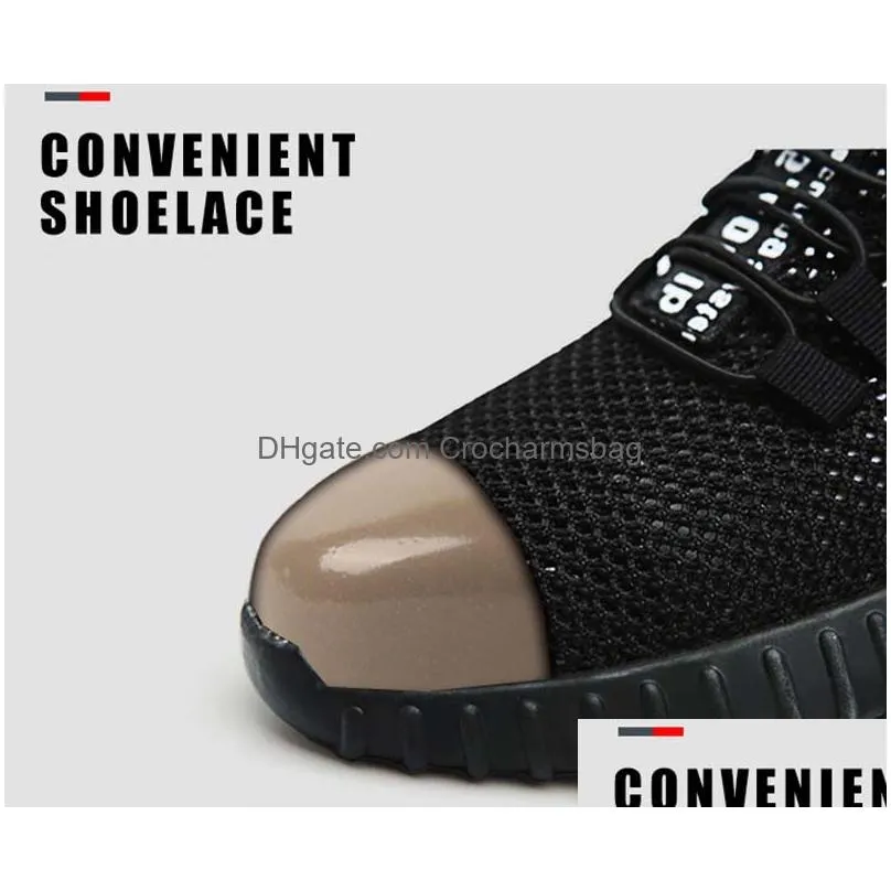 new women men work safety shoes breathable flying woven antismashing steel toe caps antipiercing fiber mens work shoes